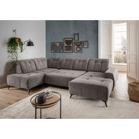 WOHNLANDSCHAFT Chenille Graubraun  - Graubraun/Schwarz, Modern, Textil/Metall (200/337/180cm) - Livetastic