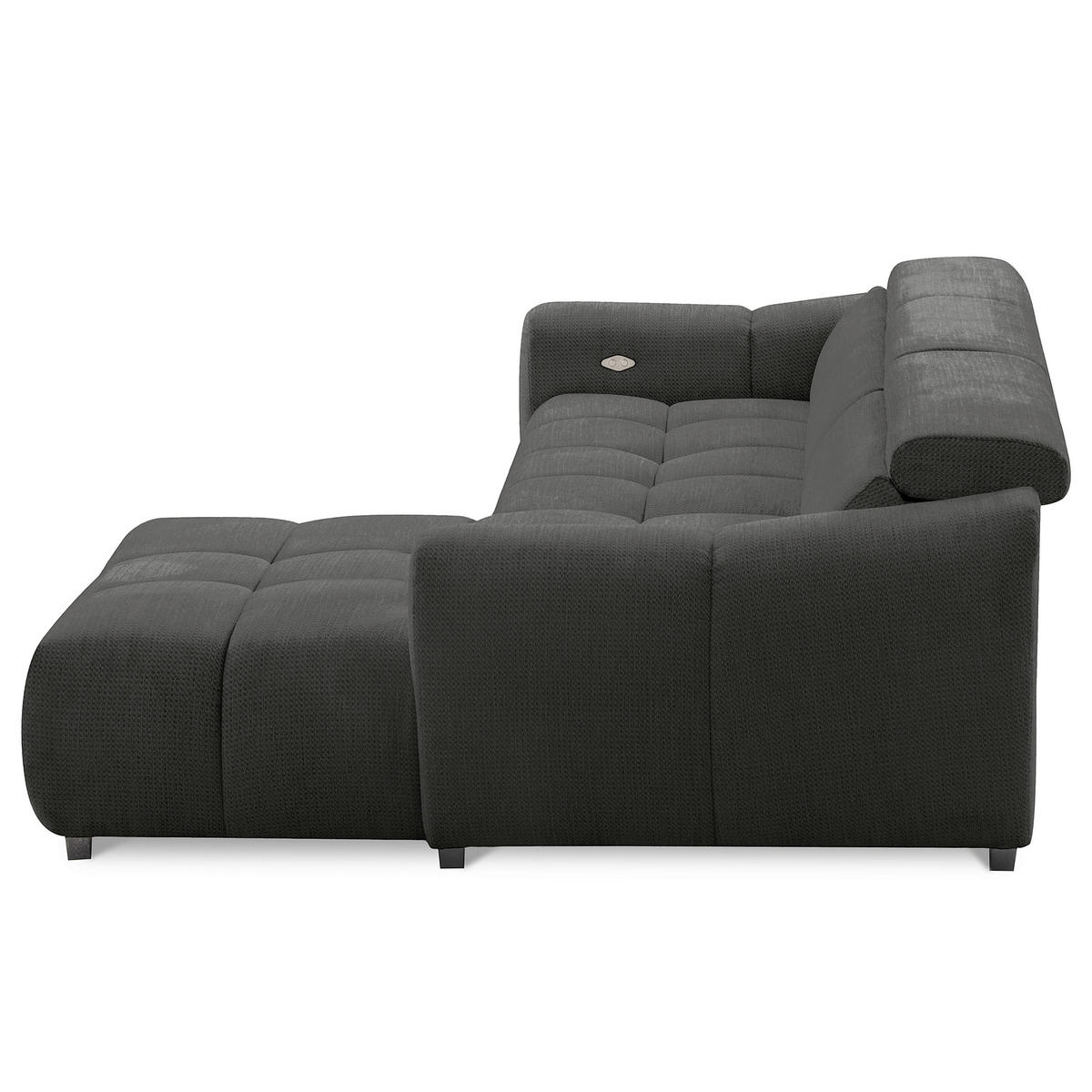 ECKSOFA  Webstoff Schwarz  - Schwarz, Design, Kunststoff/Textil (274/177cm) - Livetastic