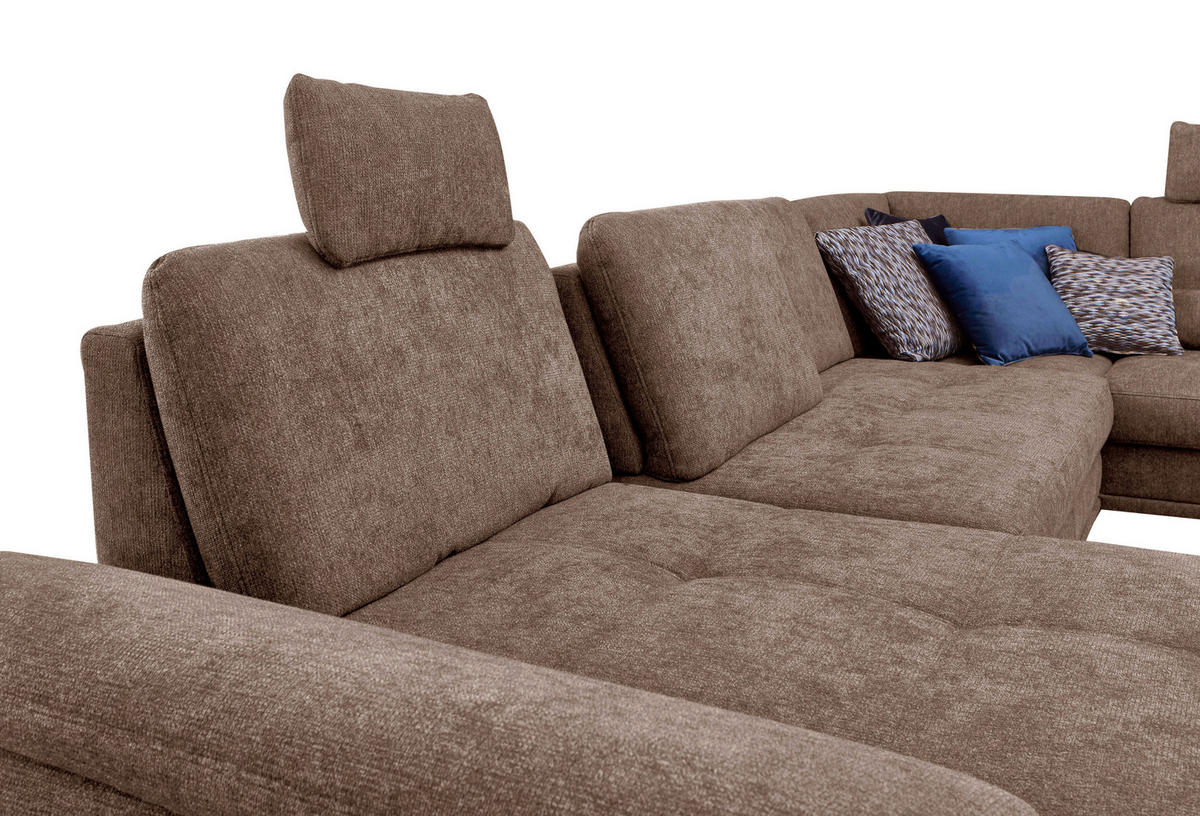 WOHNLANDSCHAFT in Flachgewebe Taupe  - Taupe/Silberfarben, Konventionell, Textil/Metall (176/363/223cm) - Sit & More