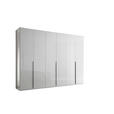 DREHTÜRENSCHRANK 302/225/58 cm,  in Weiß, Weiß Hochglanz, 6-türig  - Weiß Hochglanz/Schwarz, MODERN, Holzwerkstoff/Metall (302/225/58cm) - Xora