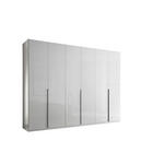 DREHTÜRENSCHRANK 302/225/58 cm,  in Weiß, Weiß Hochglanz, 6-türig  - Weiß Hochglanz/Schwarz, MODERN, Holzwerkstoff/Metall (302/225/58cm) - Xora