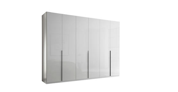 DREHTÜRENSCHRANK 302/225/58 cm,  in Weiß, Weiß Hochglanz, 6-türig  - Weiß Hochglanz/Schwarz, MODERN, Holzwerkstoff/Metall (302/225/58cm) - Xora