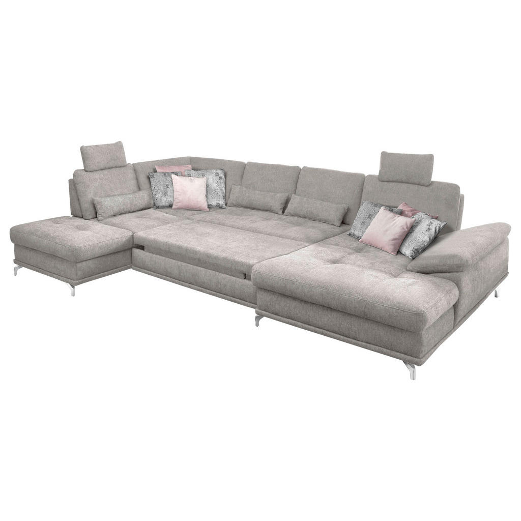 Thumbnail - Sit & More Wohnlandschaft, Silber, Textil, 7-Sitzer, Ottomane links, U-Form, 363x223 cm, Goldenes M, Oeko-Tex® Standard ...