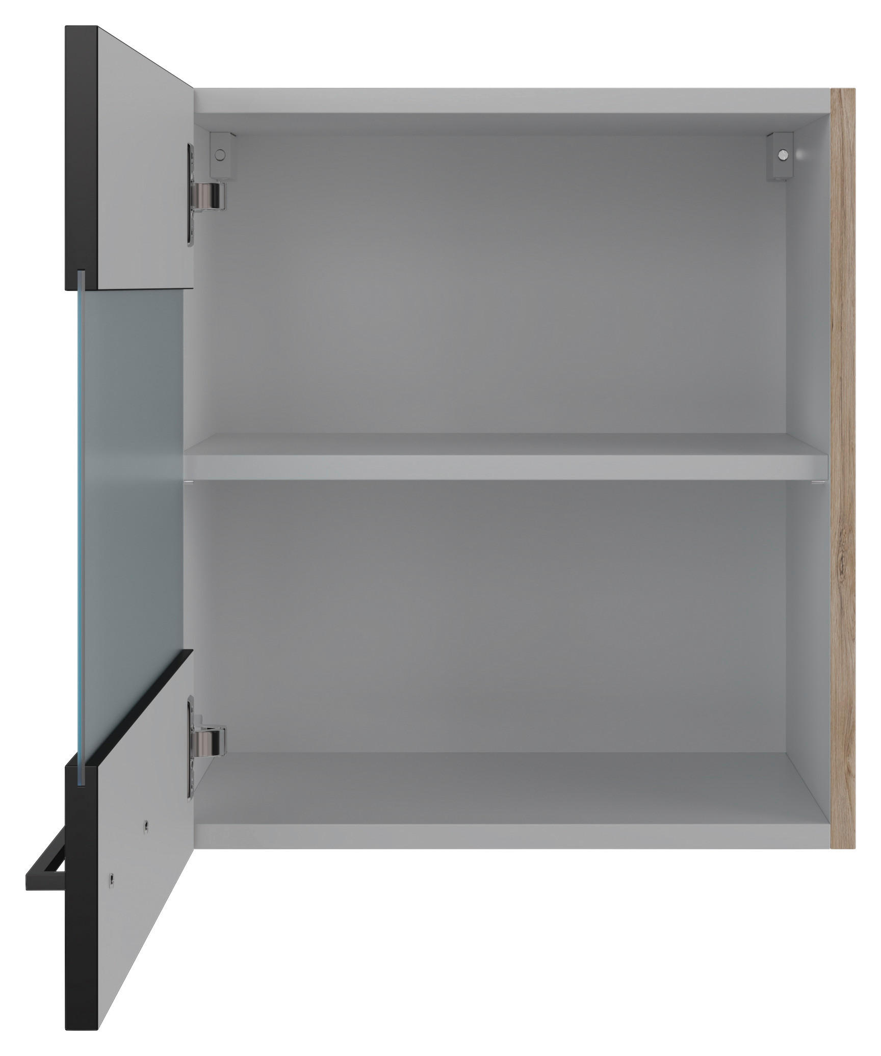 KÜCHENOBERSCHRANK 50/54,8/32 cm in Schwarz, Eichefarben, Klar - Klar/Eichefarben, KONVENTIONELL, Holzwerkstoff/Metall (50/54,8/32cm) - FlexWell