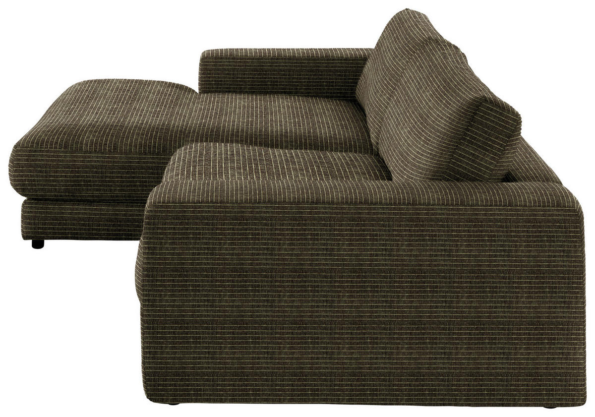 ECKSOFA in Chenille Olivgrün  190/270 cm  - Schwarz/Olivgrün, Design, Kunststoff/Textil (190/270cm) - Lomoco