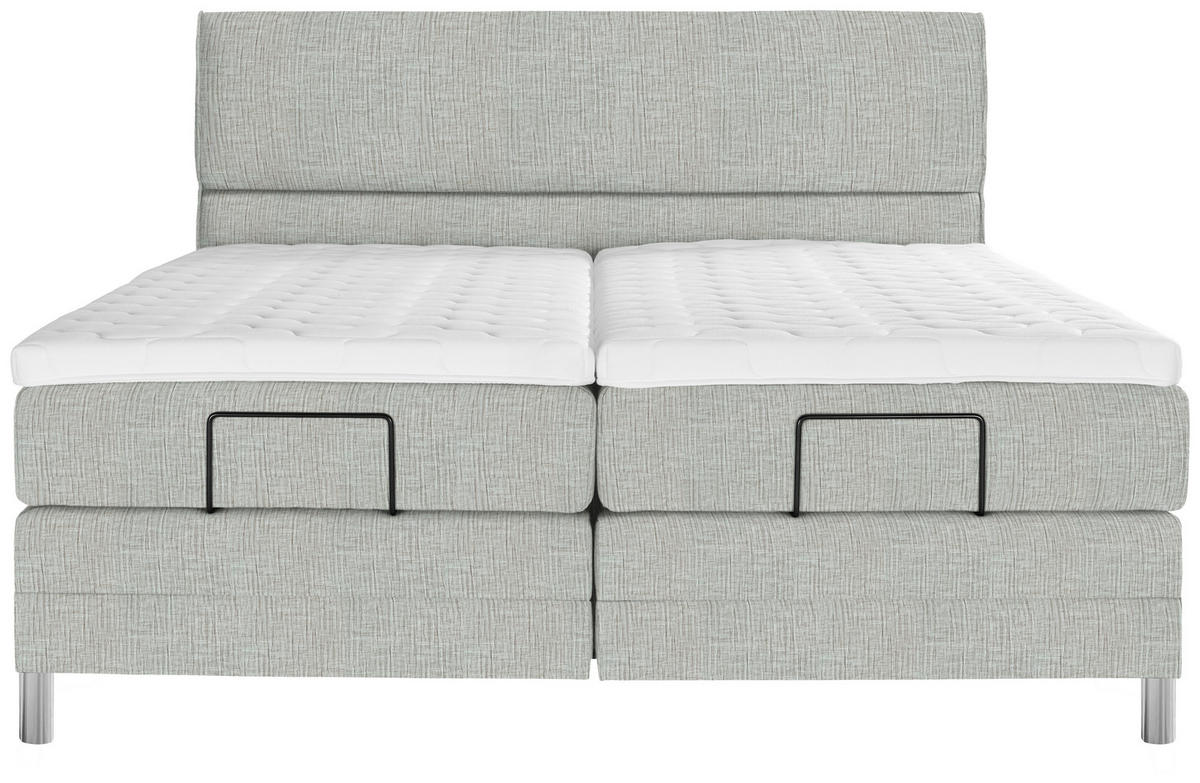 BOXSPRINGBETT 180/200 cm  in Hellgrau  - Chromfarben/Hellgrau, Konventionell, Kunststoff/Textil (180/200cm) - Voleo