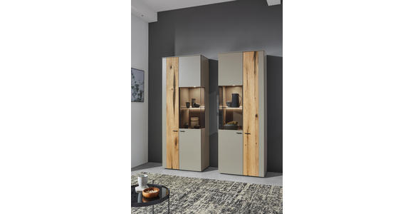 VITRINE in furniert, Hartholz Balkeneiche Eichefarben, Fango - Fango/Eichefarben, Design, Glas/Holz (73,2/196,8/41,2cm) - Dieter Knoll