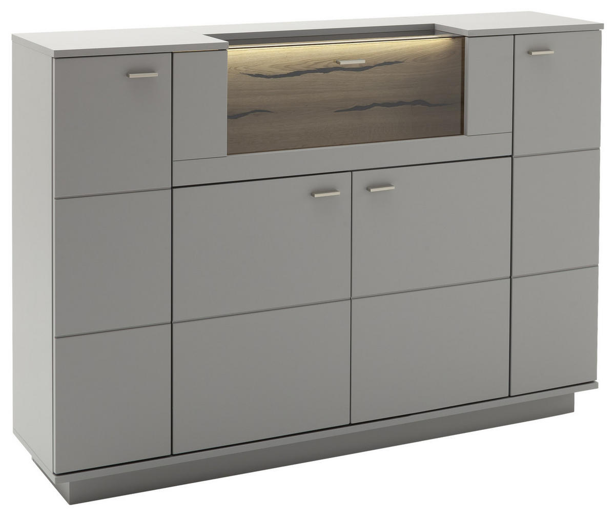 HIGHBOARD  in 160/113/38 cm  - Eichefarben/Grau, Design, Glas/Holzwerkstoff (160/113/38cm) - MID.YOU