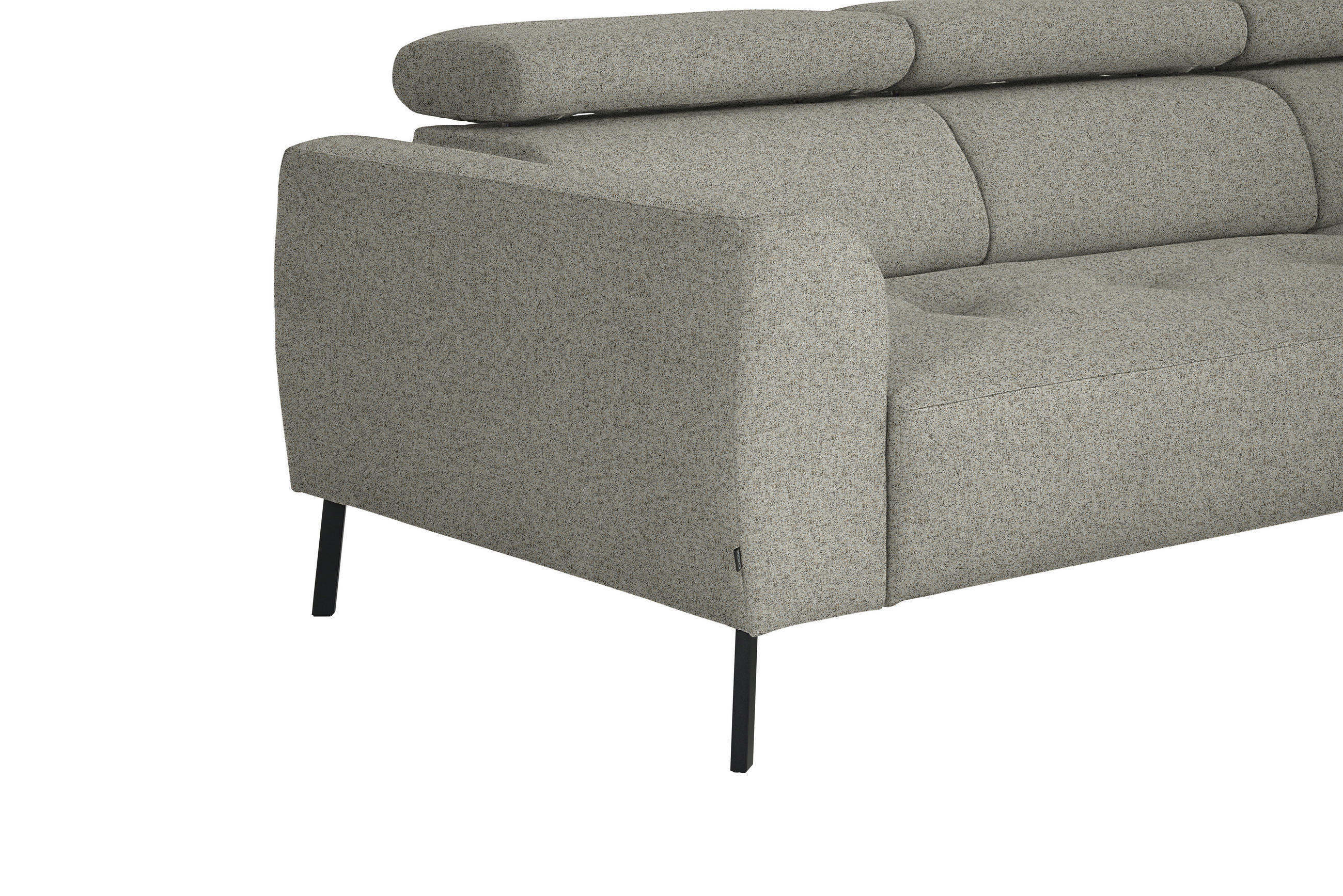 ECKSOFA in Struktur Greige  280/205 cm  - Greige/Schwarz, Design, Textil/Metall (280/205cm) - Xora
