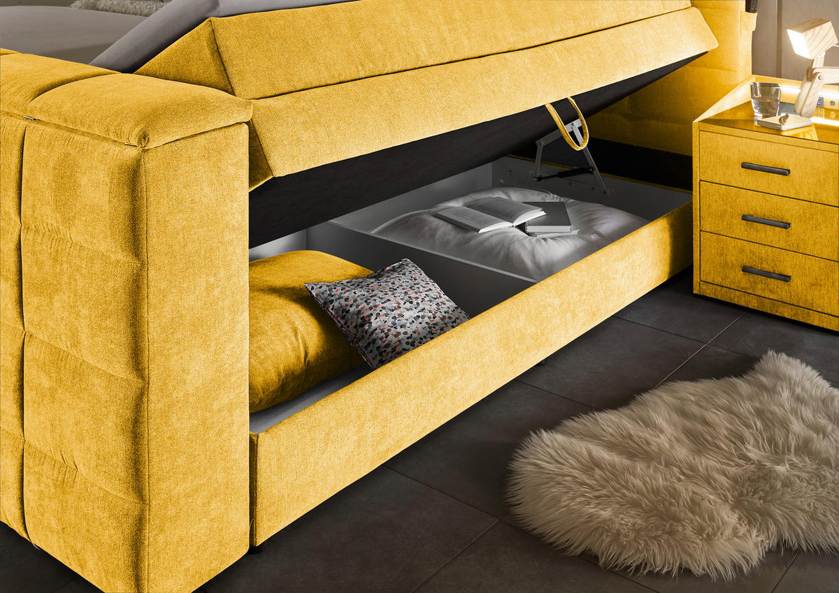 BOXSPRING-ÁGY 180/200 cm  sárga  - sárga, Konventionell, textil (180/200cm) - Carryhome