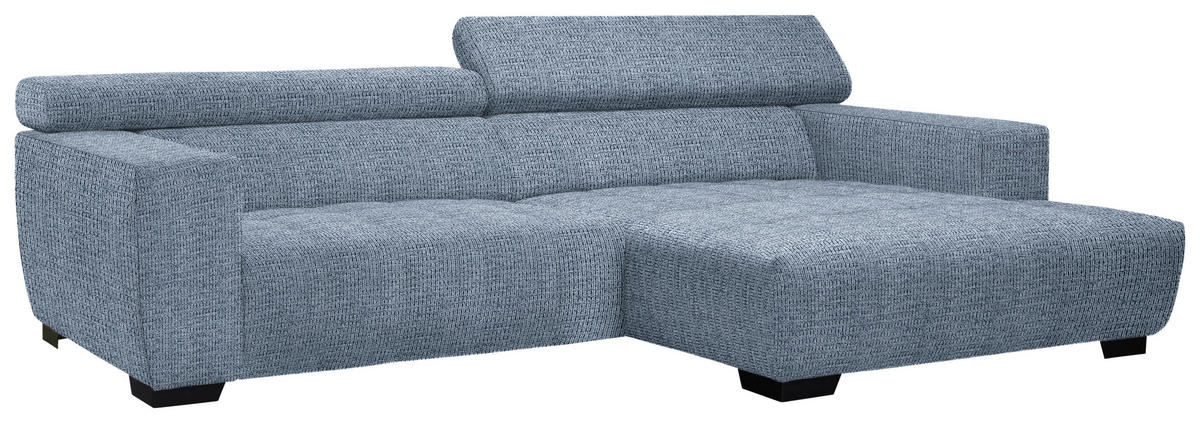 ECKSOFA in Webstoff Blau  279/182 cm  - Blau/Schwarz, KONVENTIONELL, Textil/Metall (279/182cm) - Hom`in