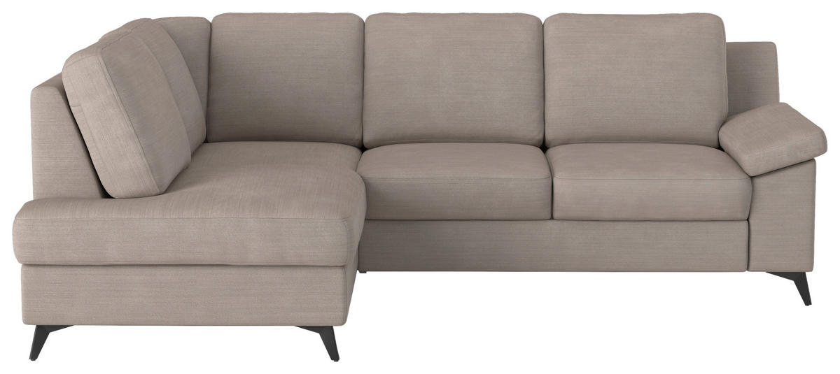 ECKSOFA in Flachgewebe Beige  - Beige/Schwarz, Konventionell, Textil/Metall (170/242cm) - Cotta