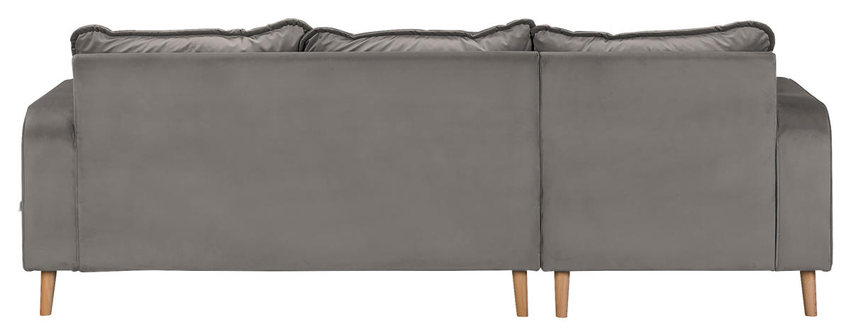ECKSOFA Mikrofaser Grau  - Wengefarben/Grau, Design, Holz/Textil (150/230cm) - Livetastic