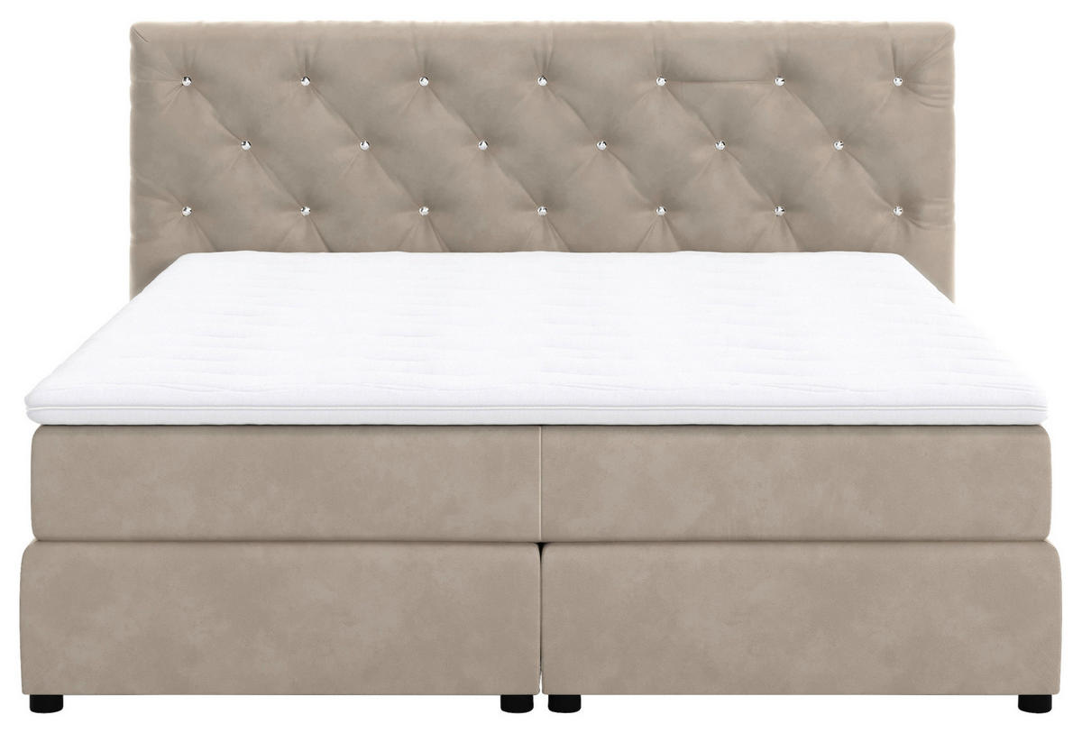 BOXSPRINGBETT 140/200 cm  in Beige  - Beige/Schwarz, Holzwerkstoff/Textil (140/200cm) - MID.YOU