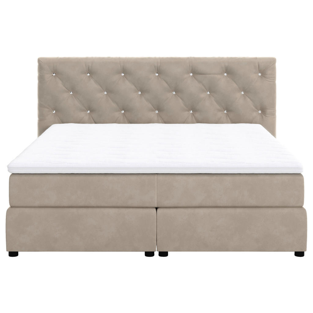 Thumbnail - Mid.you Boxspringbett, Beige, Textil, teilmassiv, H4, Höhe ca. 20 cm, 140x200 cm, Fsc, gepolstertes Kopfteil, Stoffauswa...