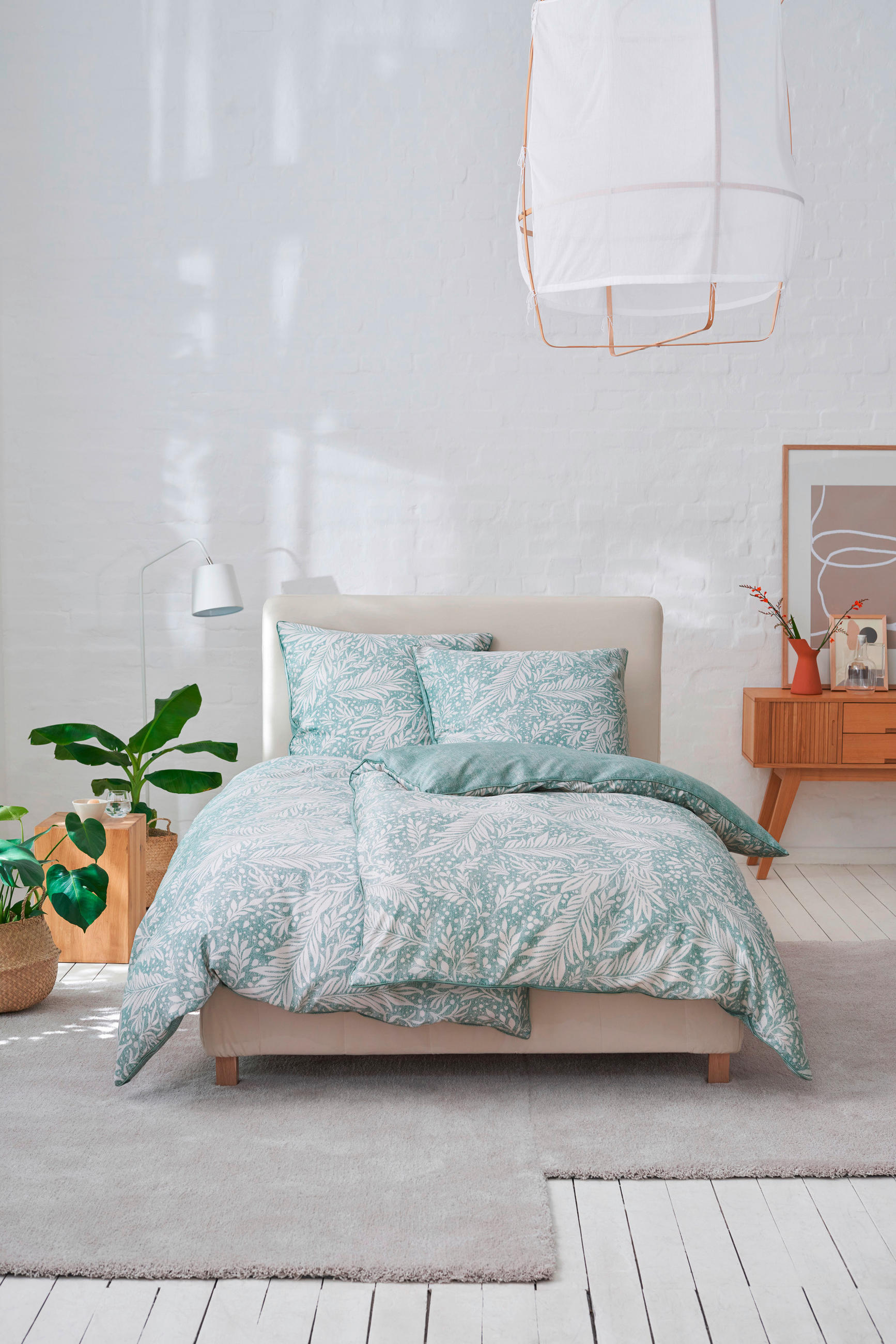 WENDEBETTWÄSCHE E-Victoria Satin 155/220 cm  - Türkis/Salbeigrün, Basics, Textil (155/220cm) - Esprit
