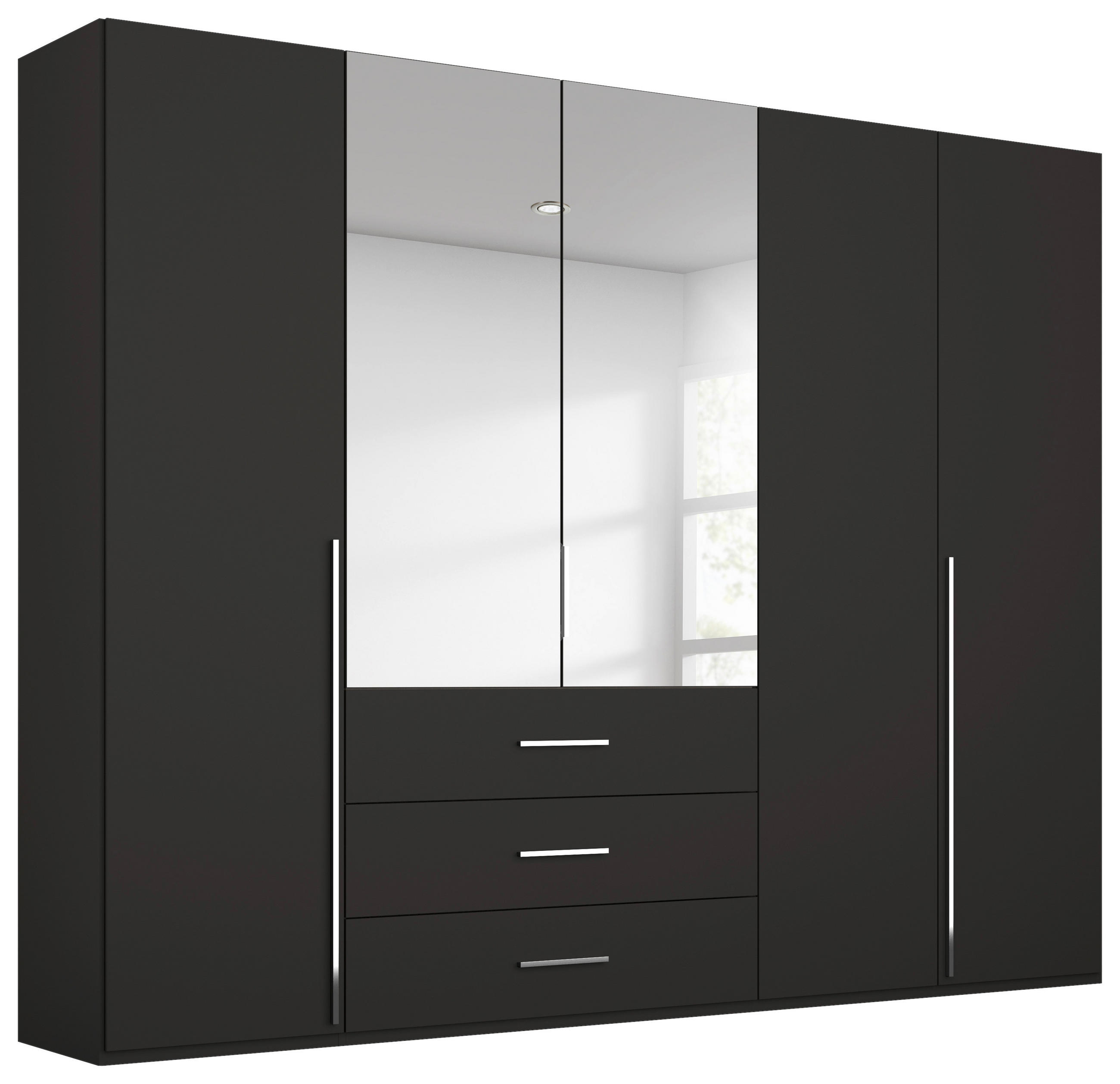 DREHTÜRENSCHRANK 251/223/60 cm,  in 5-türig  - Chromfarben, Design, Glas/Holzwerkstoff (251/223/60cm) - home24