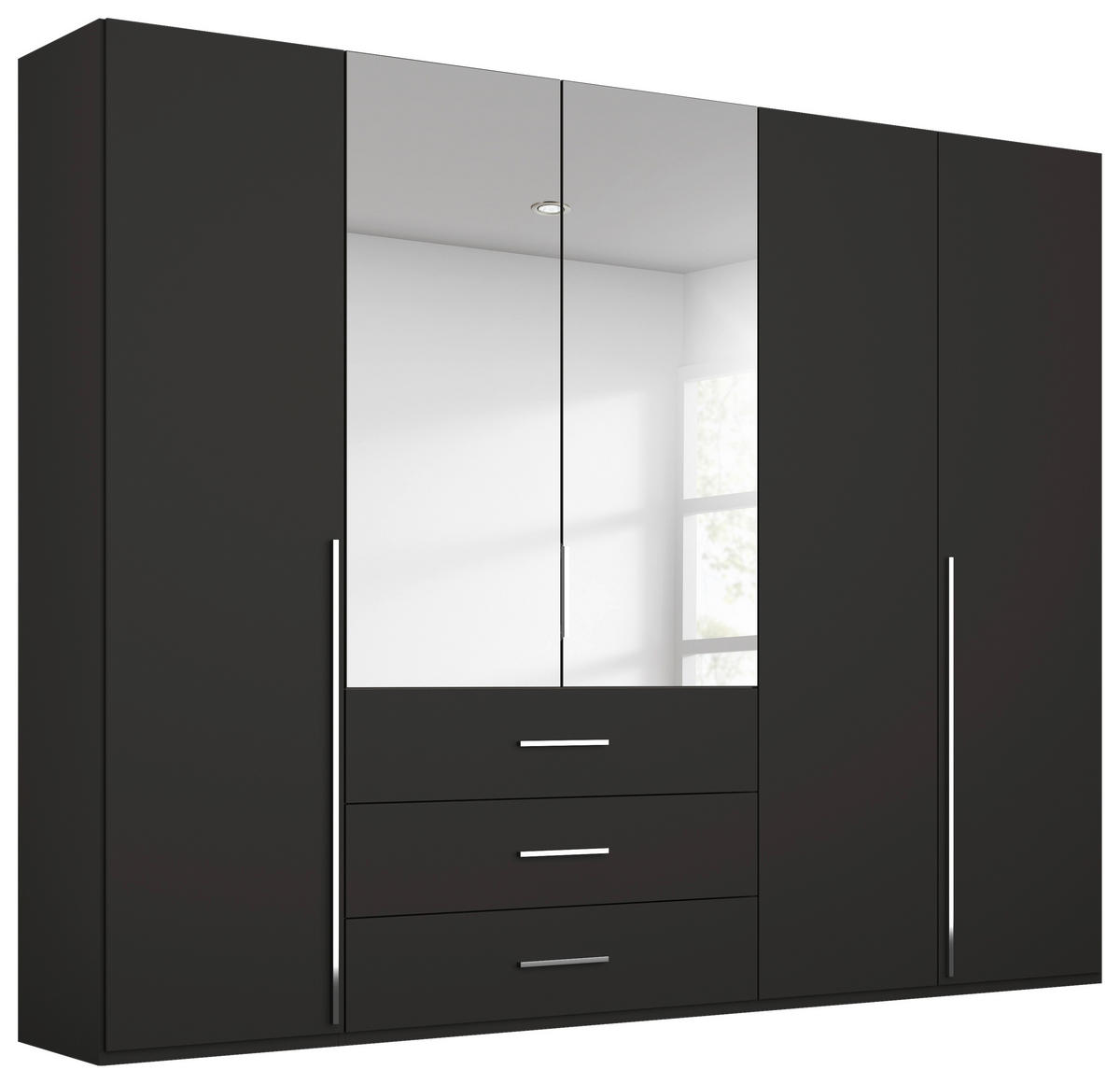 DREHTÜRENSCHRANK 251/223/60 cm,  in 5-türig  - Chromfarben, Design, Glas/Holzwerkstoff (251/223/60cm) - home24