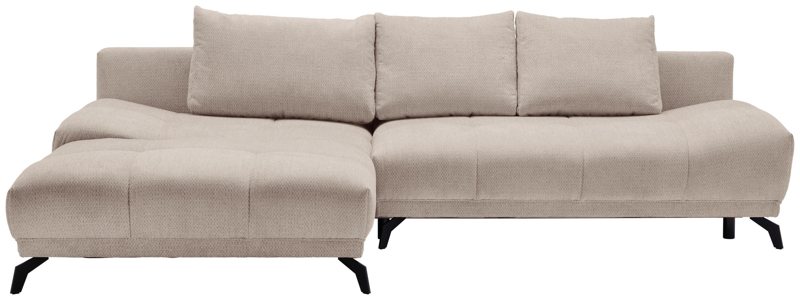 ECKSOFA in Chenille Greige  - Greige/Schwarz, Modern, Textil/Metall (182/290cm) - Hom`in