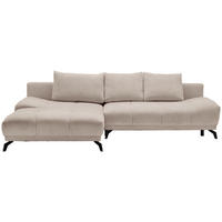 ECKSOFA Greige Chenille  - Greige/Schwarz, MODERN, Textil/Metall (182/290cm) - Hom`in