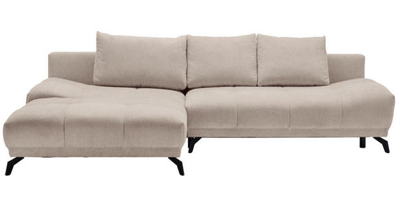 ECKSOFA in Chenille Greige  - Greige/Schwarz, MODERN, Textil/Metall (182/290cm) - Hom`in