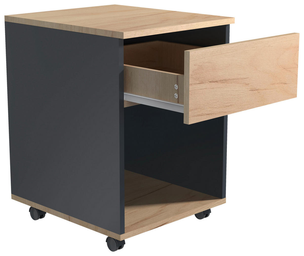 ROLLCONTAINER Honigeiche, Anthrazit  - Honigeiche/Anthrazit, MODERN, Holzwerkstoff/Kunststoff (39/55/45cm) - MID.YOU