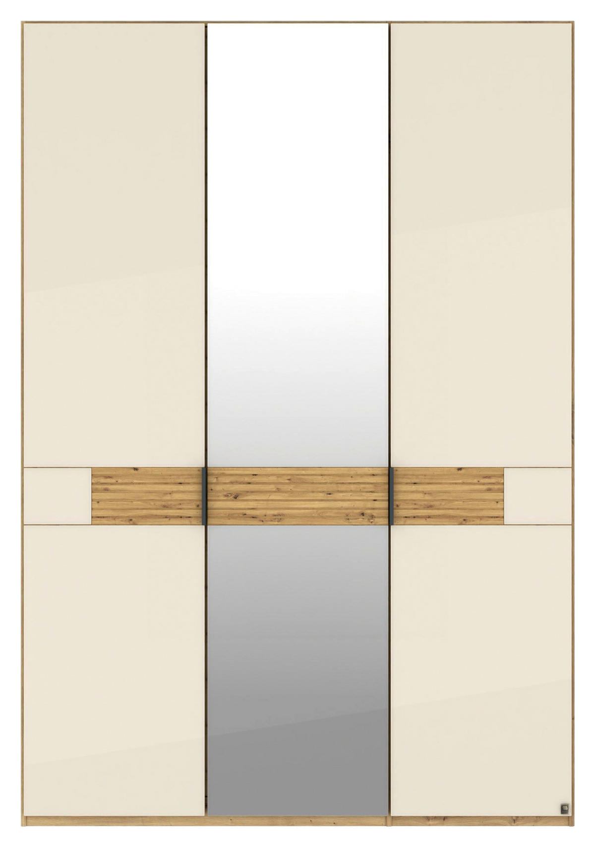 DREHTÜRENSCHRANK 150/216/58 cm,  in Eichefarben, Champagner, 3 Tür(en)  - Schieferfarben/Champagner, Design, Glas/Holz (150/216/58cm) - Musterring