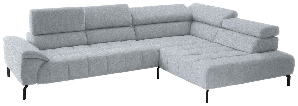 ECKSOFA in Chenille Hellgrau  323/222 cm  - Hellgrau/Schwarz, Design, Textil/Metall (323/222cm) - Beldomo Style