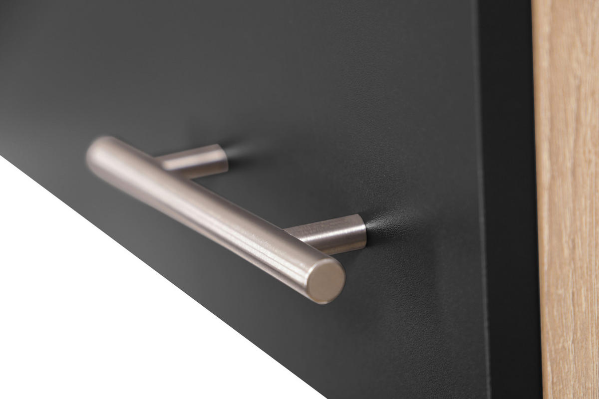 KÜCHENOBERSCHRANK 50/56,1/34,6 cm  in Schwarz, Eichefarben  - Eichefarben/Silberfarben, Basics, Holzwerkstoff/Metall (50/56,1/34,6cm) - Respekta