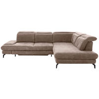 SEDEŽNA GARNITURA, fango  - fango/črna, Design, kovina/tekstil (295/213cm) - Stylife