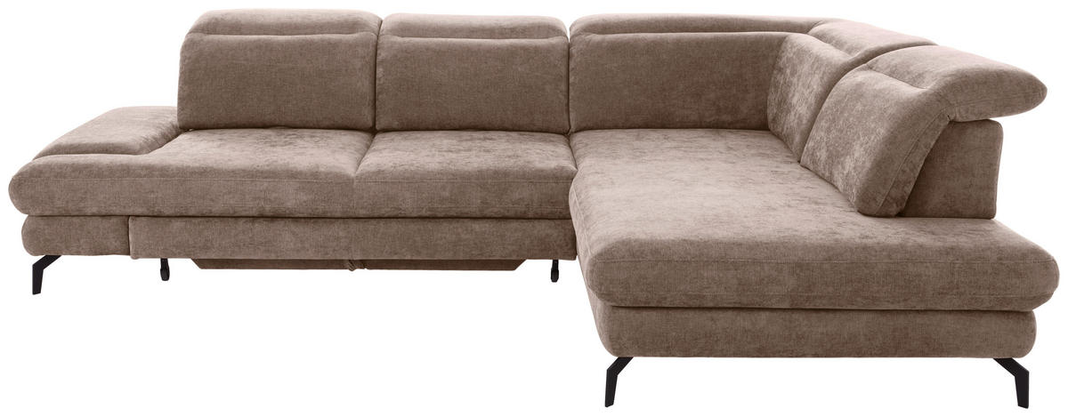 SEDEŽNA GARNITURA, fango  - fango/črna, Design, kovina/tekstil (295/213cm) - Stylife