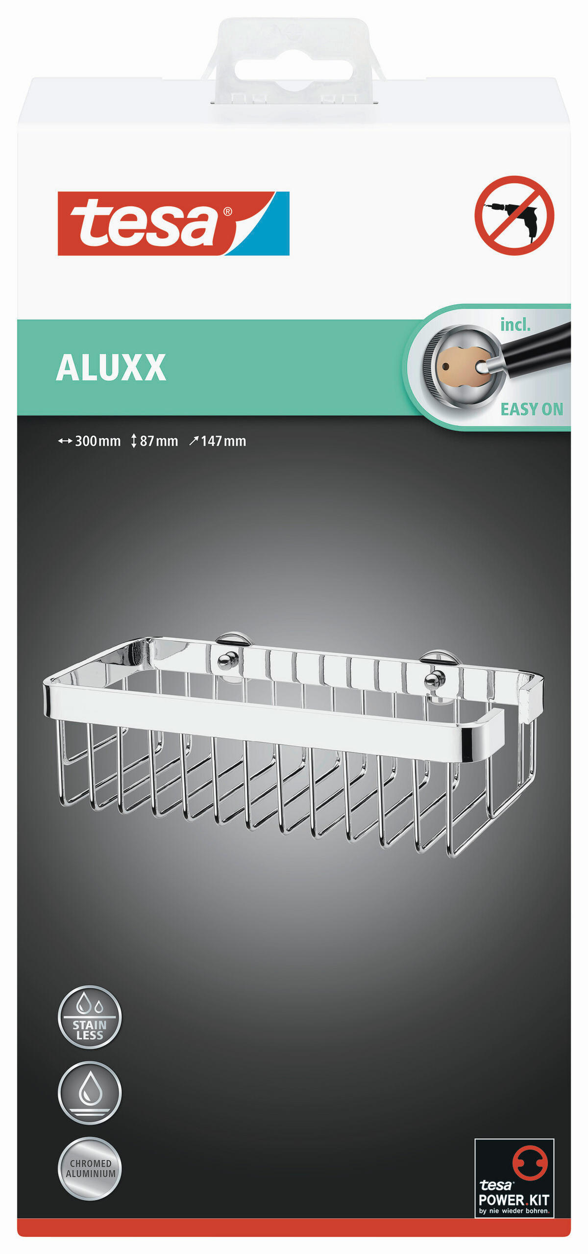 DUSCHABLAGE - Chromfarben, Basics, Metall (30/14,7/8,7cm) - Tesa