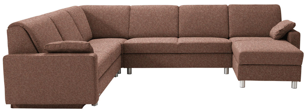 WOHNLANDSCHAFT  in Mikrovelours Terracotta  - Anthrazit/Terracotta, KONVENTIONELL, Textil (237/323/158cm) - Sedda