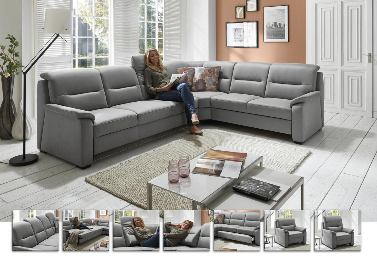 ROHOVÁ SEDACIA SÚPRAVA, textil, sivá - čierna/sivá, Konventionell, drevo/textil (245/303cm) - Beldomo Comfort