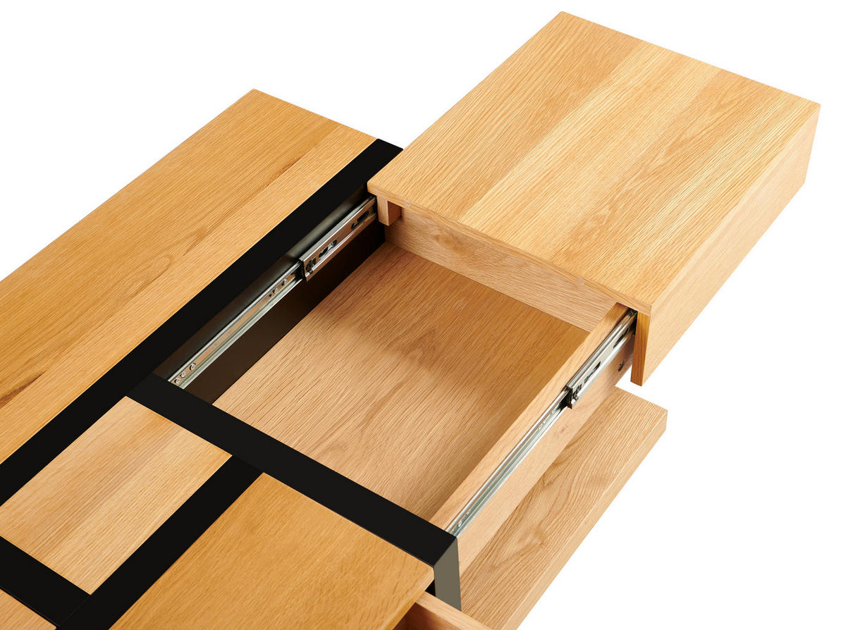 COUCHTISCH Eiche furniert 120/30/65 cm rechteckig Schwarz, Eichefarben  - Eichefarben/Schwarz, Design, Holz/Holzwerkstoff (120/30/65cm) - Livetastic