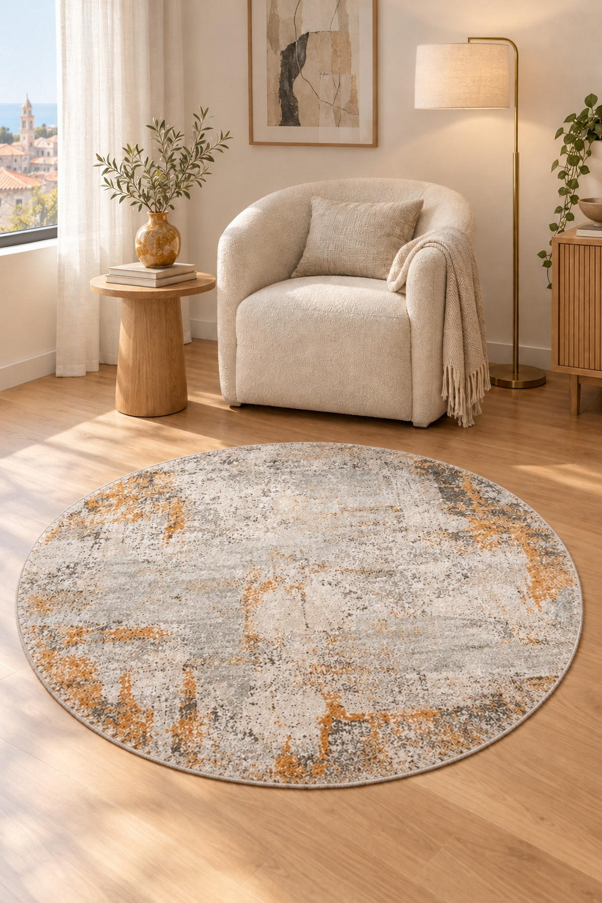 VINTAGE-TEPPICH 160 cm Apollo Goldfarben rund  - Goldfarben, Design, Textil (160cm) - Dieter Knoll