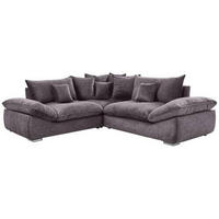 ECKSOFA in Velours Dunkelgrau  - Chromfarben/Dunkelgrau, Konventionell, Kunststoff/Textil (247/247cm) - Carryhome