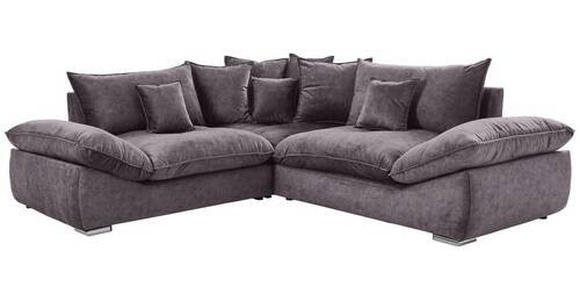 ECKSOFA in Velours Dunkelgrau  - Chromfarben/Dunkelgrau, KONVENTIONELL, Kunststoff/Textil (247/247cm) - Carryhome