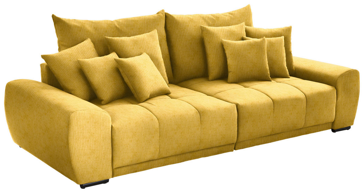 BIGSOFA Feincord Gelb  - Gelb/Schwarz, KONVENTIONELL, Holz/Textil (280/67/120cm) - Carryhome