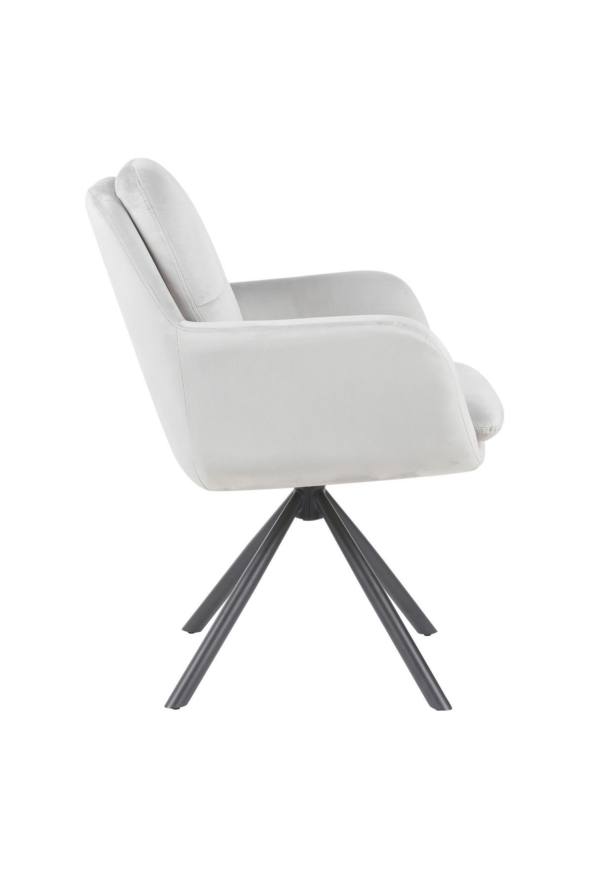 ARMLEHNSTUHL-SET 2 Stück Sitzfläche 360° drehbar, inklusive Armlehnen Samt, Velours  - Hellgrau/Schwarz, MODERN, Textil/Metall (63/89/70cm) - MID.YOU