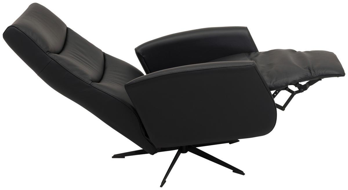 FÅTÖLJ i trä, metall, läder svart  - kromfärg/svart, Design, metall/läder (73/106/82cm) - Welnova