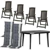 GARTENSET 9-teilig 9-teilig  - Graphitfarben/Grau, KONVENTIONELL, Kunststoff/Textil - Siena Garden