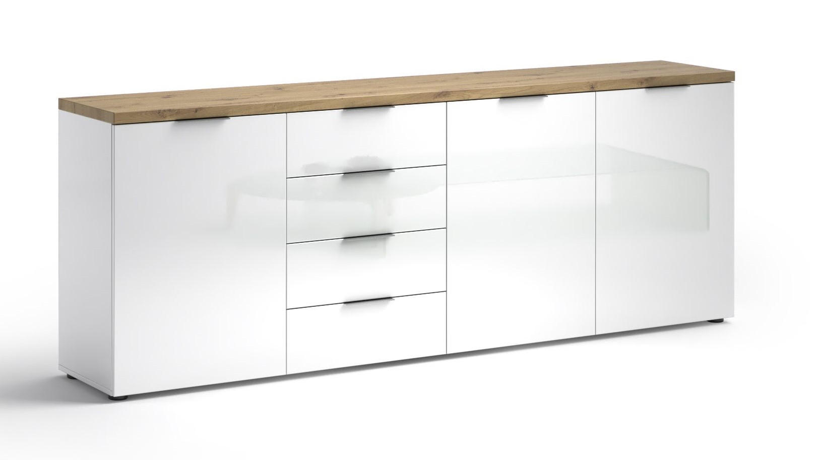 SIDEBOARD 240/43/89 cm  in Weiß Hochglanz  - Eichefarben/Weiß Hochglanz, Design, Holzwerkstoff/Kunststoff (240/43/89cm) - Xora