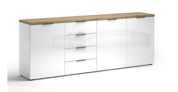 SIDEBOARD 240/43/89 cm  - Eichefarben/Weiß Hochglanz, Design, Holzwerkstoff/Kunststoff (240/43/89cm) - Xora