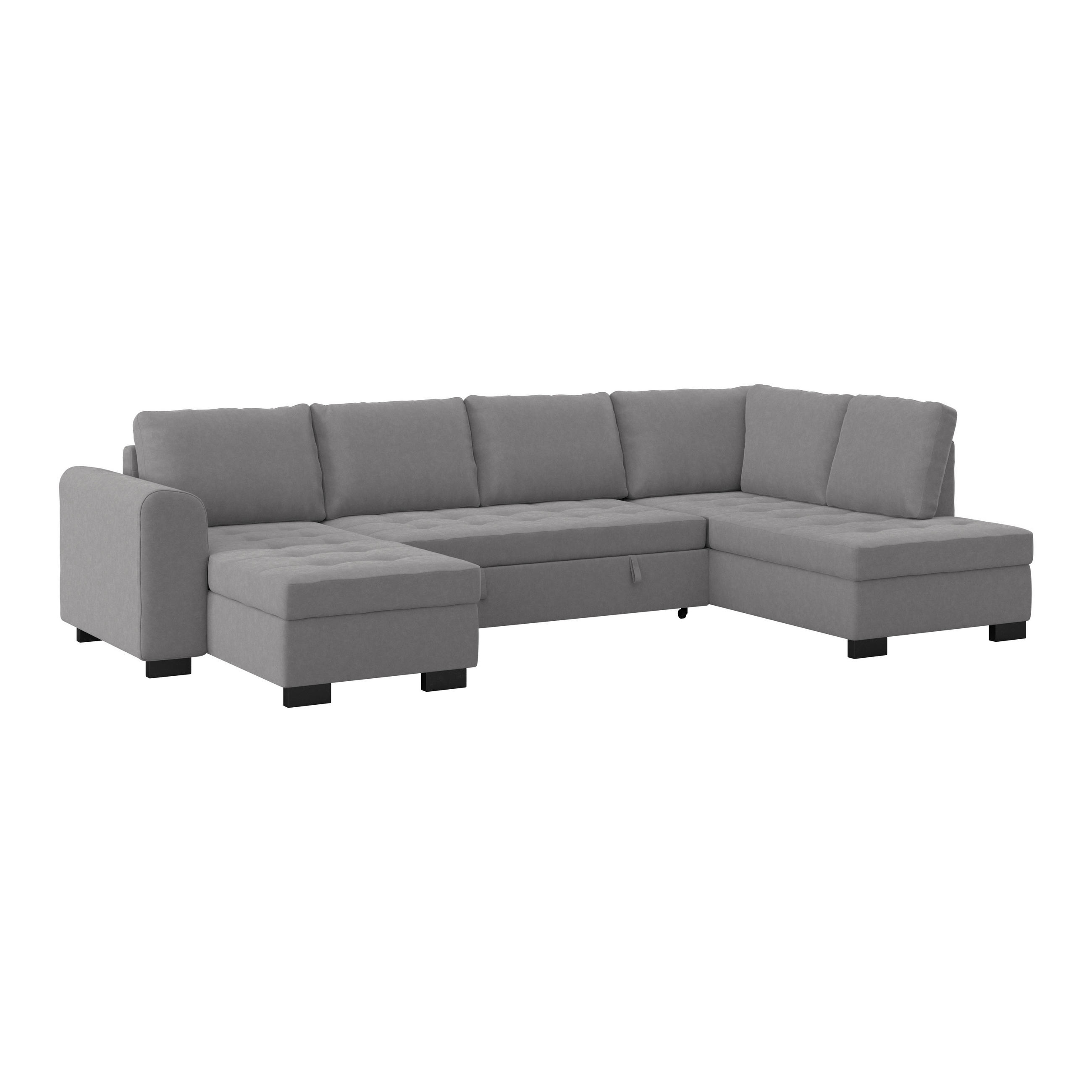 WOHNLANDSCHAFT Grau Mikrofaser  - Schwarz/Grau, MODERN, Kunststoff/Textil (155/305/178cm) - P & B