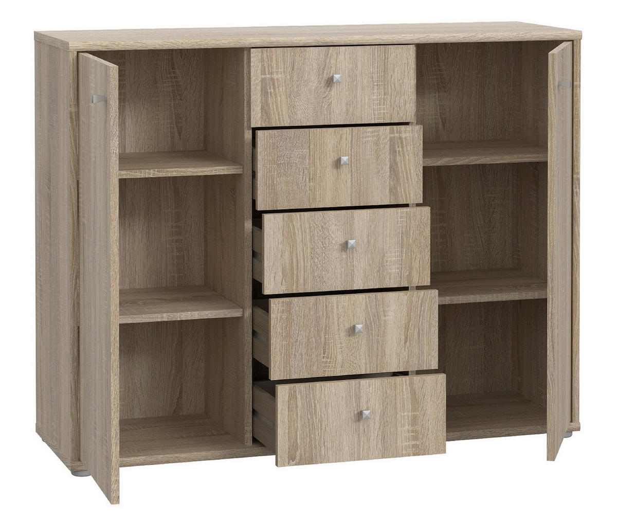 KOMMODE 108,8/85,5/34,8 cm  in Sonoma Eiche  - Alufarben/Sonoma Eiche, Design, Holzwerkstoff/Kunststoff (108,8/85,5/34,8cm)