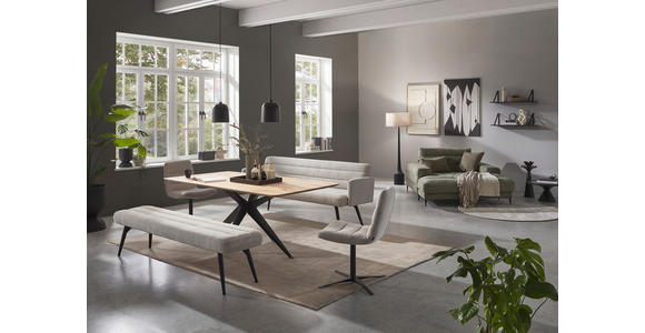 SITZBANK 216/86/68 cm Cord Hellgrau Metall - Hellgrau/Schwarz, Design, Textil/Metall (216/86/68cm) - Dieter Knoll