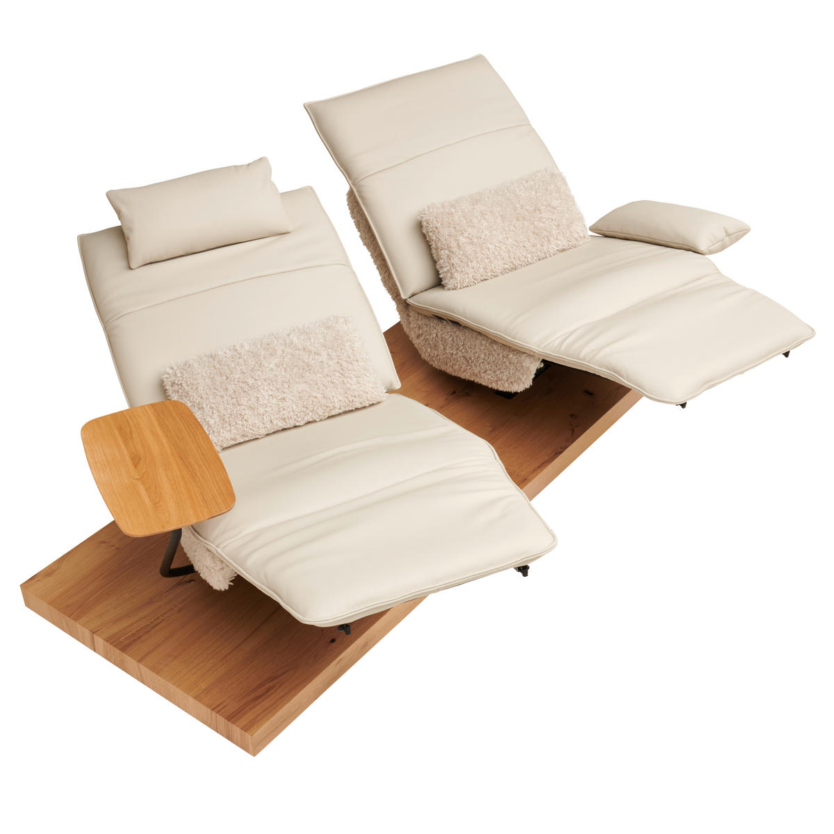 2-SITZER-SOFA in Hochflor Echtleder Creme  - Beige/Creme, Design, Leder/Holz (240/65/104cm) - Koinor