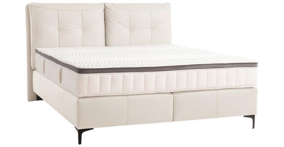 BOXSPRINGBETT 180/200 cm in Weiß - Schwarz/Weiß, Design, Leder/Holz (180/200cm) - Novel