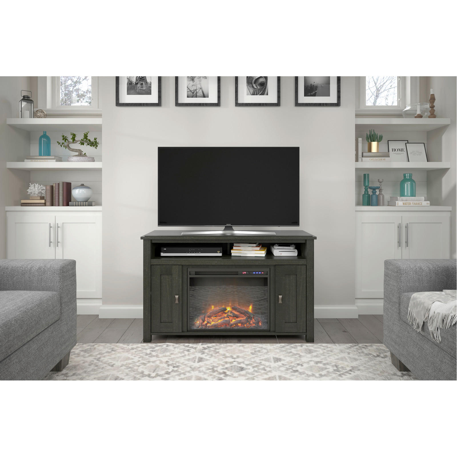 LOWBOARD Farmington  in 121/75/40 cm  - Schwarz, Design, Glas/Holzwerkstoff (121/75/40cm) - MID.YOU